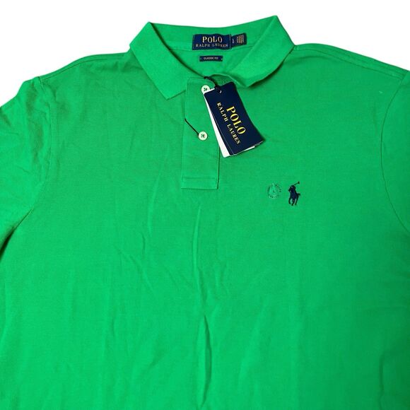 Ralph Lauren Shirt Green Polo Classic Fit Colorful Preppy Black Pony SS Mens L - Picture 1 of 11